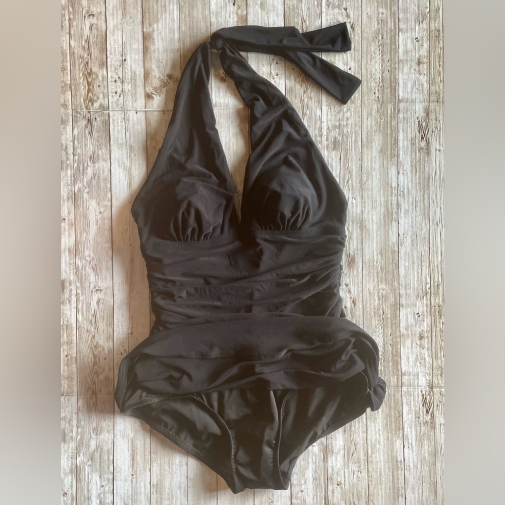 🆕 MAGICSUIT Halter Neck Tummy Control Swim Dress One-Piece Black 10 Medium M - Picture 7 of 16